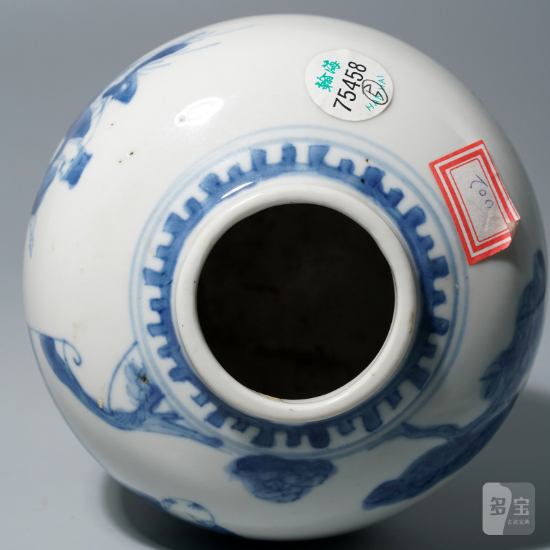 清晚清 青花先生教书图罐 - 图10